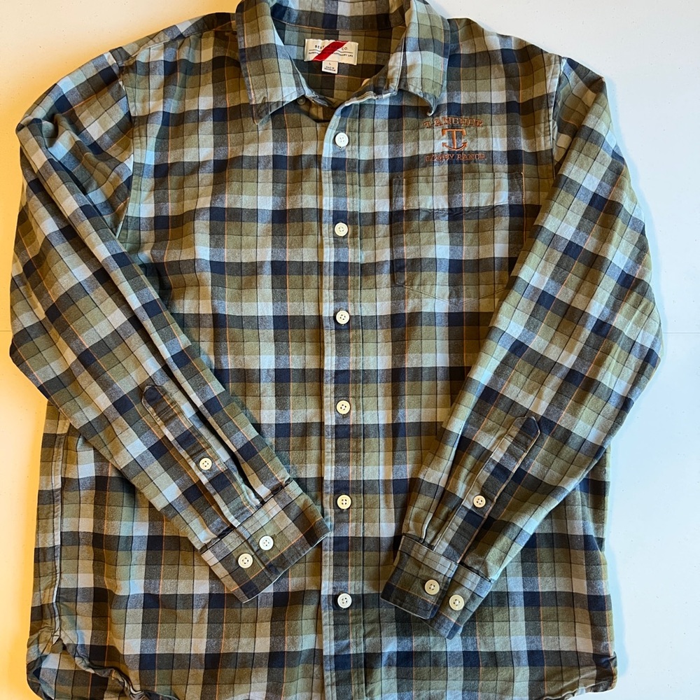 Best Made Co Men's Flannel Plaid Green Blue Button-Down Shirt Size L